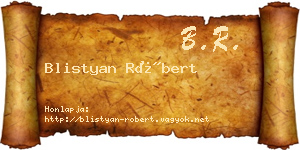 Blistyan Róbert névjegykártya